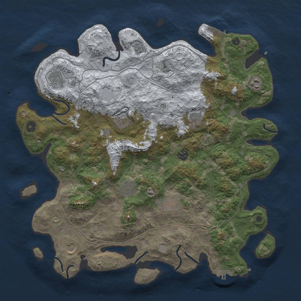 Rust Map: Procedural Map, Size: 4250, Seed: 717840602, 18 Monuments