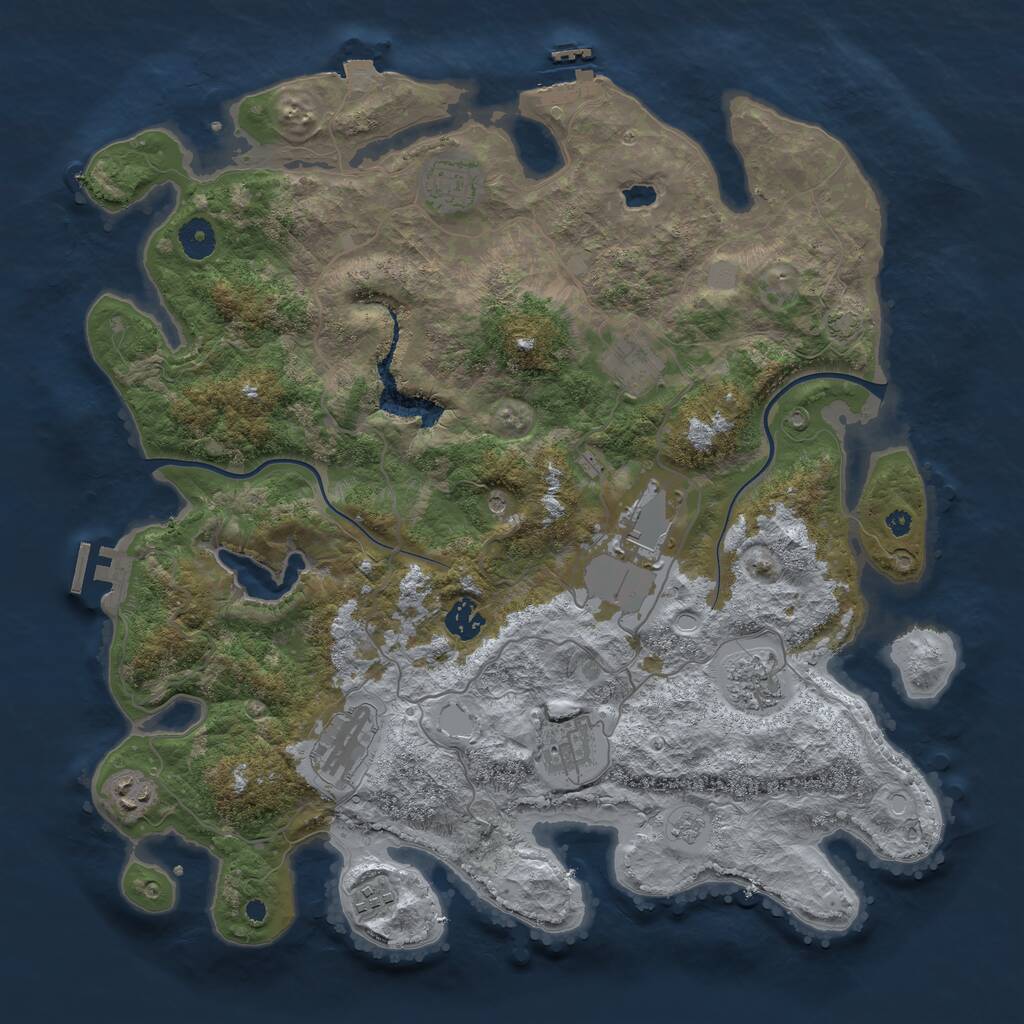 Rust Map: Procedural Map, Size: 4000, Seed: 1216288104, 15 Monuments