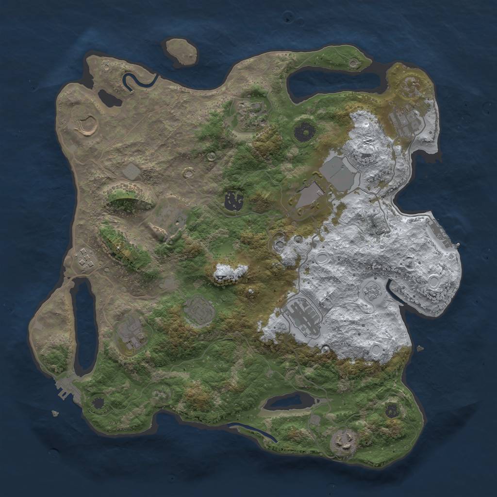 Rust Map: Procedural Map, Size: 3750, Seed: 1638939366, 20 Monuments