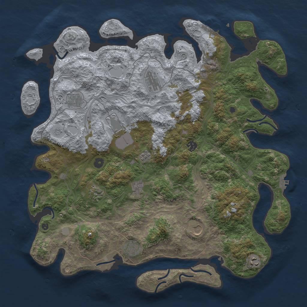 Rust Map: Procedural Map, Size: 4500, Seed: 254865411, 17 Monuments