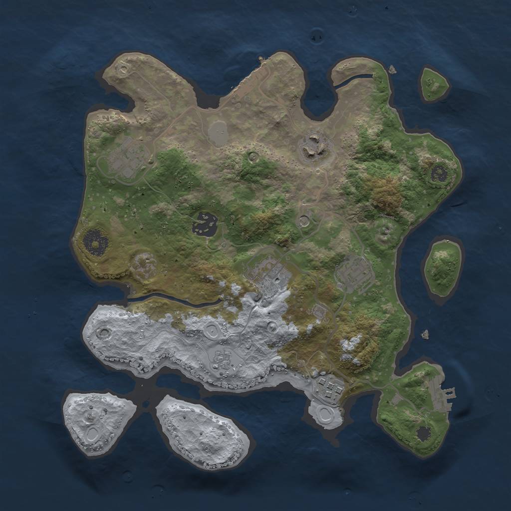 Rust Map: Procedural Map, Size: 3000, Seed: 1830646959, 13 Monuments