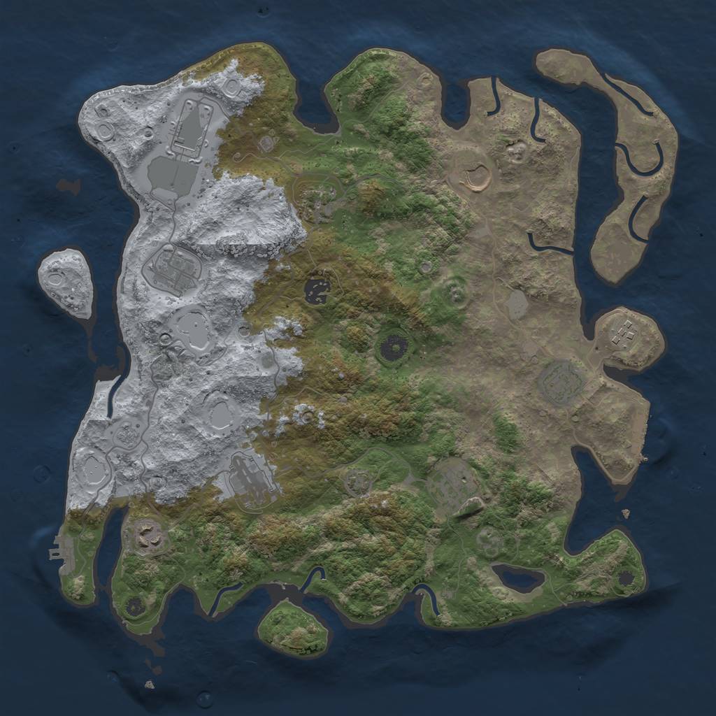 Rust Map: Procedural Map, Size: 3987, Seed: 3848, 18 Monuments