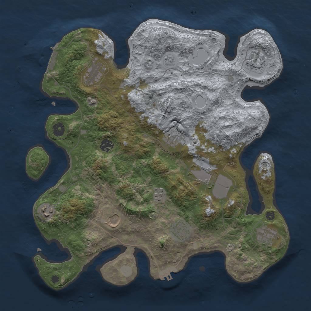 Rust Map: Procedural Map, Size: 3600, Seed: 2027223, 18 Monuments