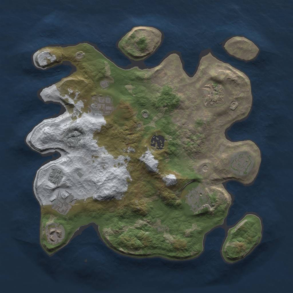 Rust Map: Barren, Size: 3000, Seed: 123456, 11 Monuments