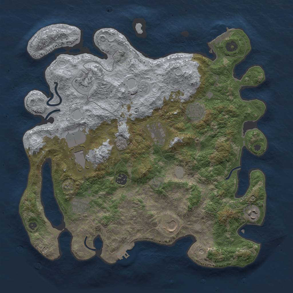 Rust Map: Procedural Map, Size: 3850, Seed: 676693716, 16 Monuments