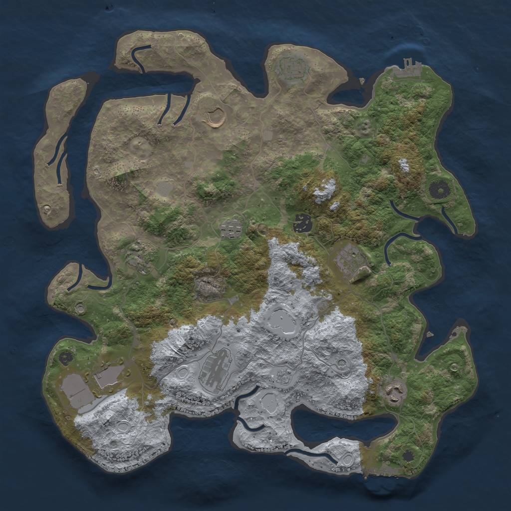 Rust Map: Procedural Map, Size: 3850, Seed: 1196569700, 16 Monuments