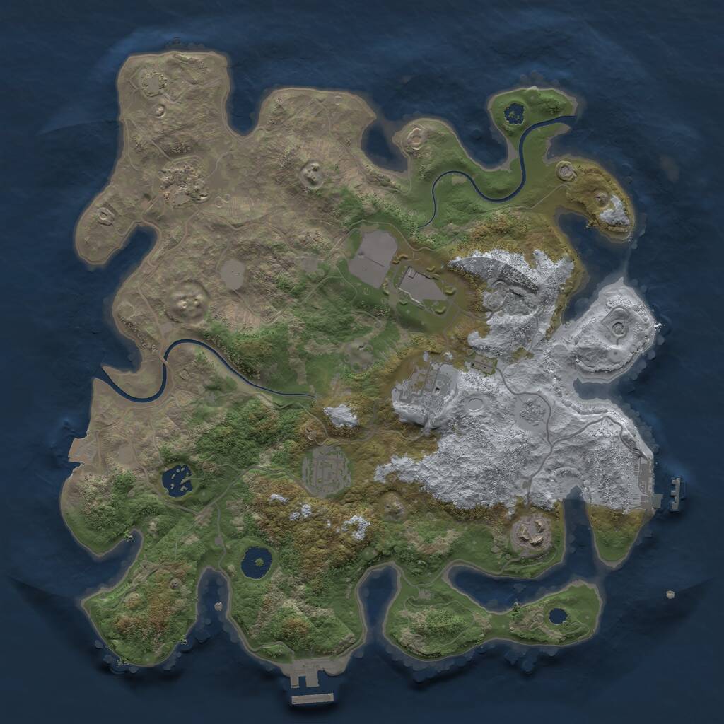 Rust Map: Procedural Map, Size: 3500, Seed: 299302945, 12 Monuments