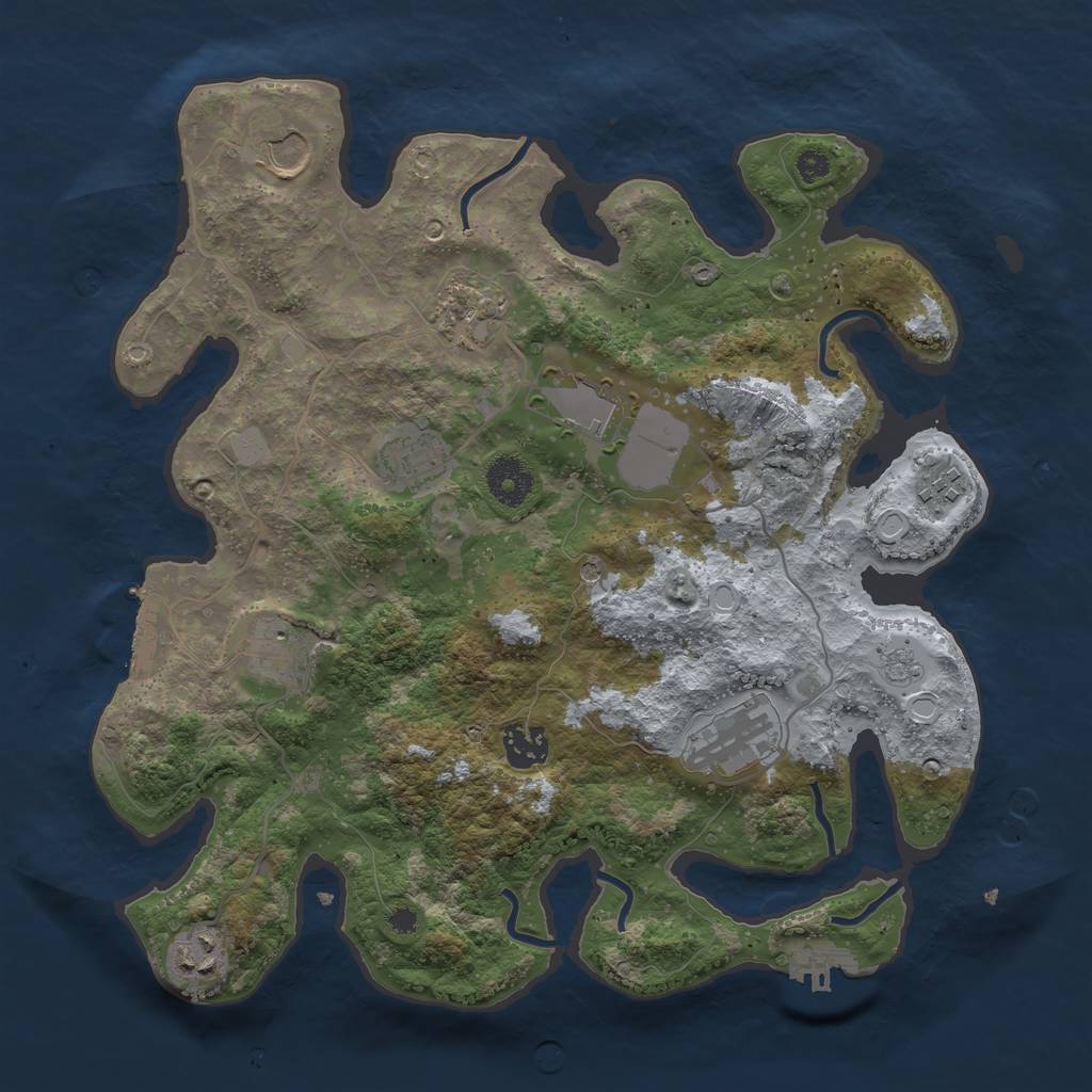 Rust Map: Procedural Map, Size: 3500, Seed: 299302945, 16 Monuments