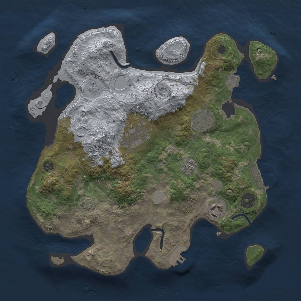 Rust Map: Procedural Map, Size: 3000, Seed: 2101494402, 12 Monuments