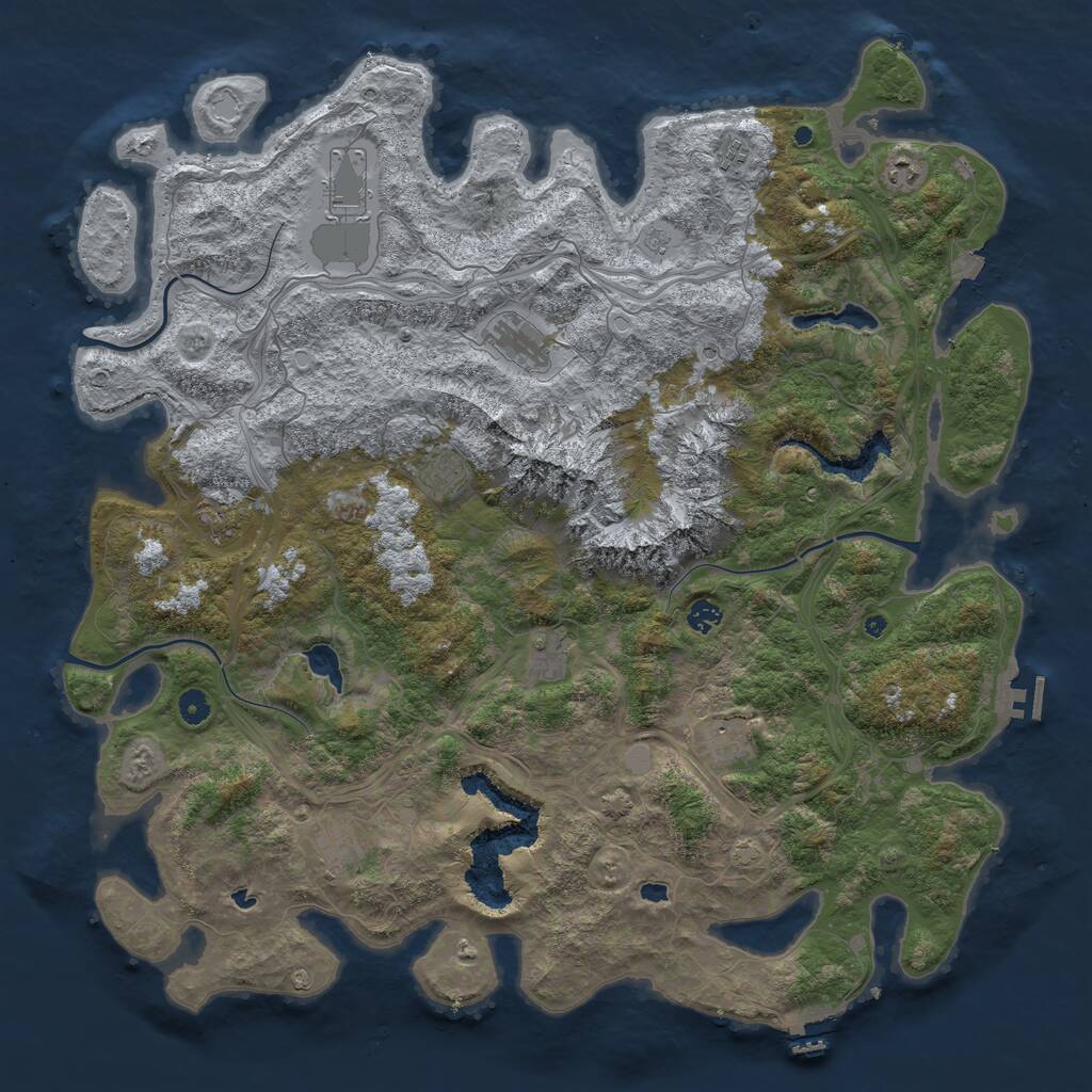 Rust Map: Procedural Map, Size: 5000, Seed: 54223, 16 Monuments