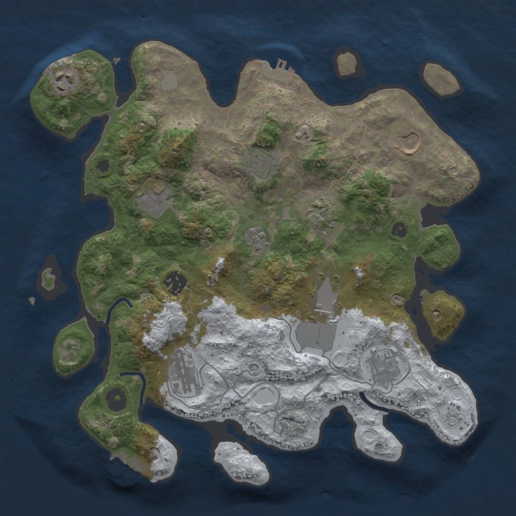 Rust Map: Procedural Map, Size: 3500, Seed: 1397078697, 19 Monuments