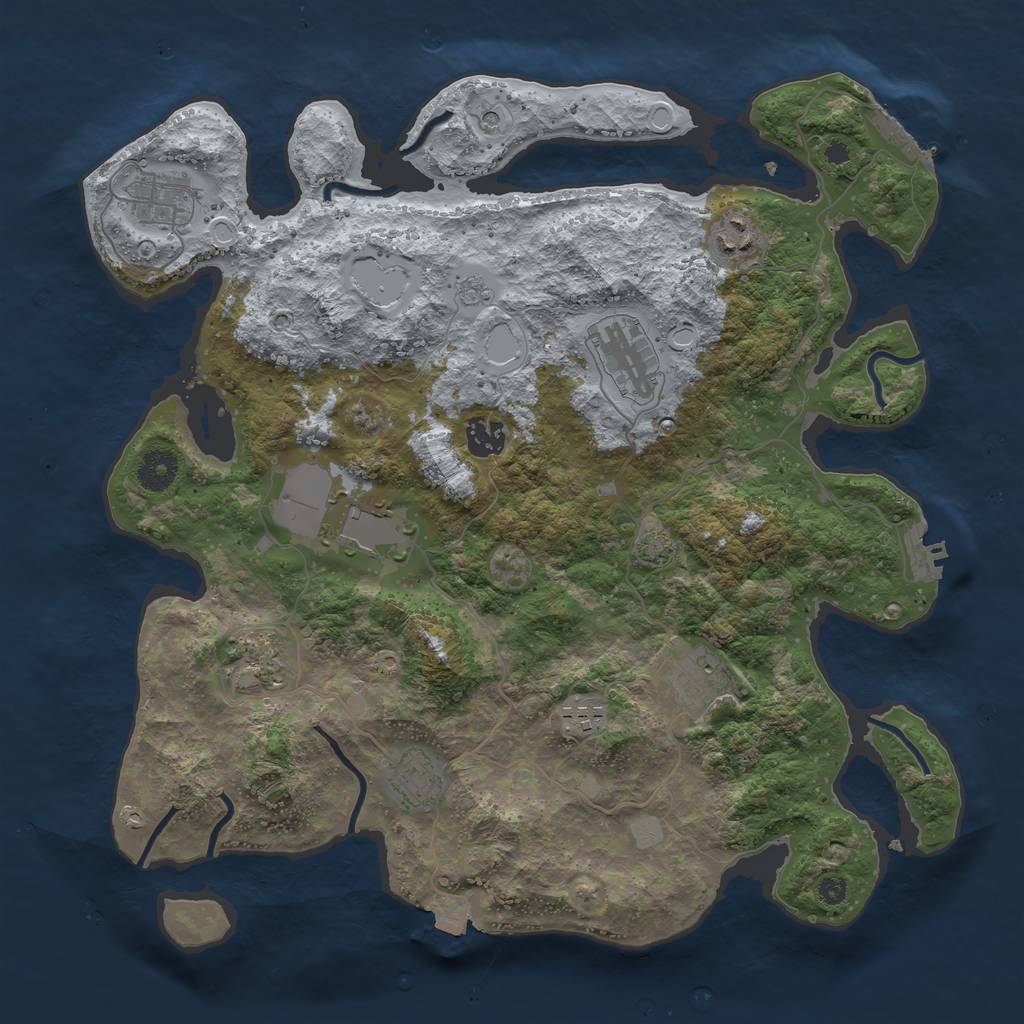 Rust Map: Procedural Map, Size: 3750, Seed: 882087212, 17 Monuments