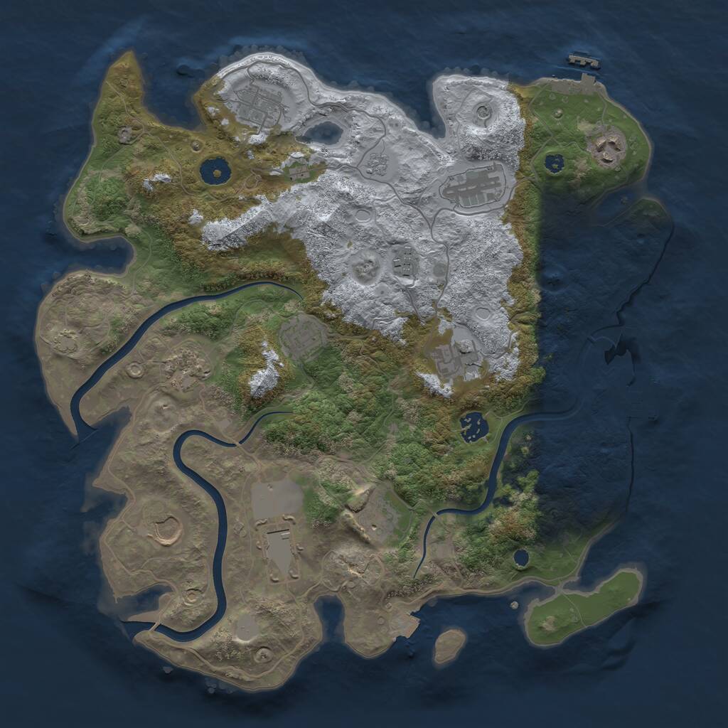 Rust Map: Procedural Map, Size: 3750, Seed: 461123954, 17 Monuments