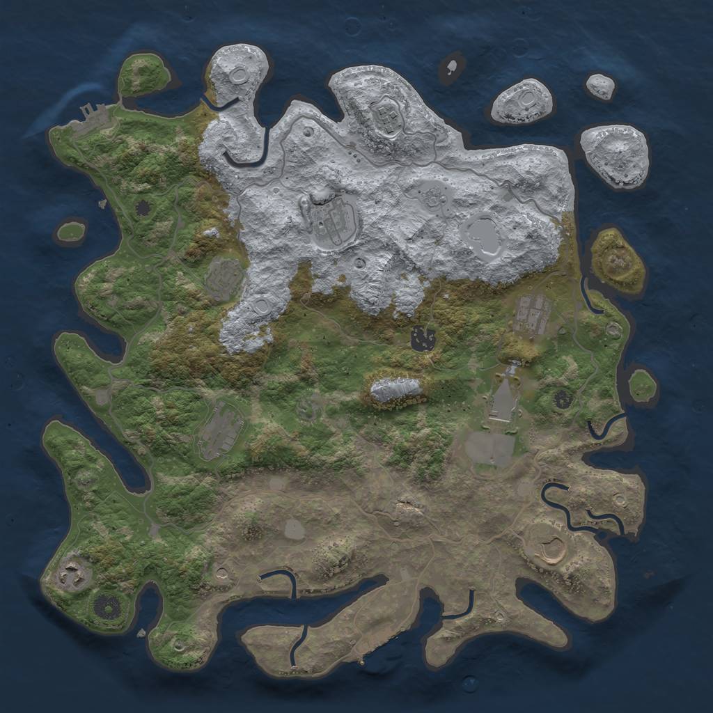 Rust Map: Procedural Map, Size: 4000, Seed: 300385, 16 Monuments