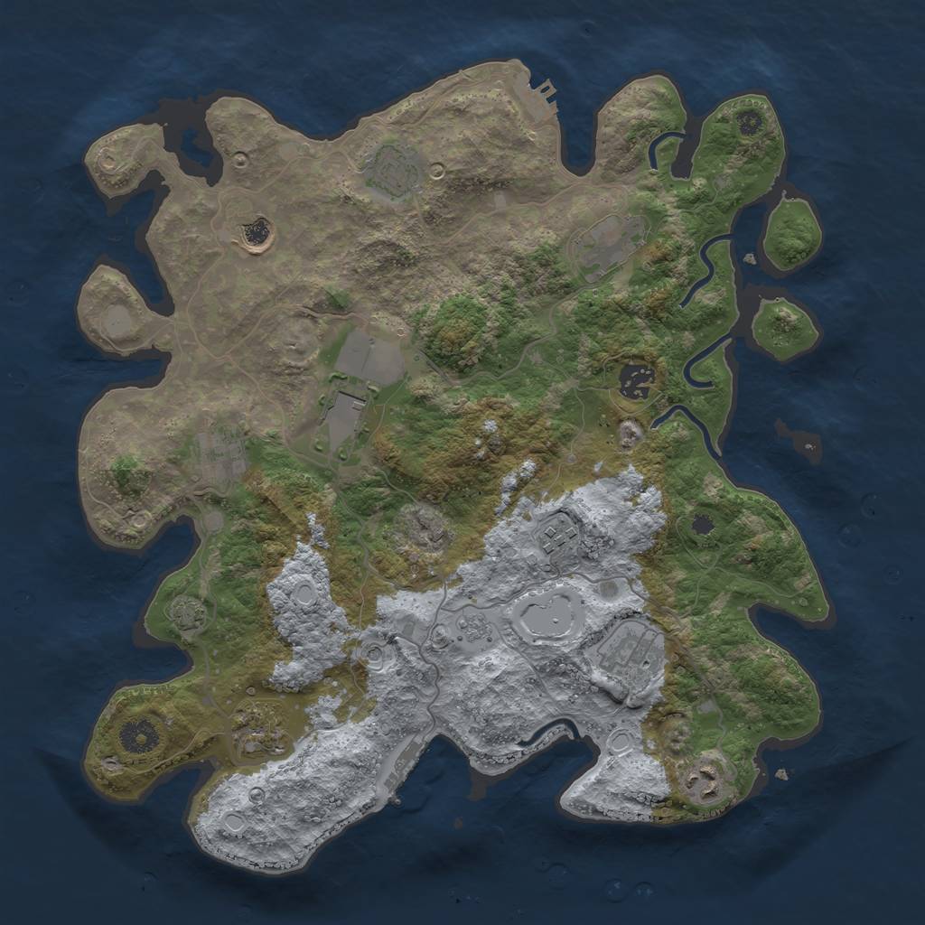 Rust Map: Procedural Map, Size: 3750, Seed: 211607719, 18 Monuments
