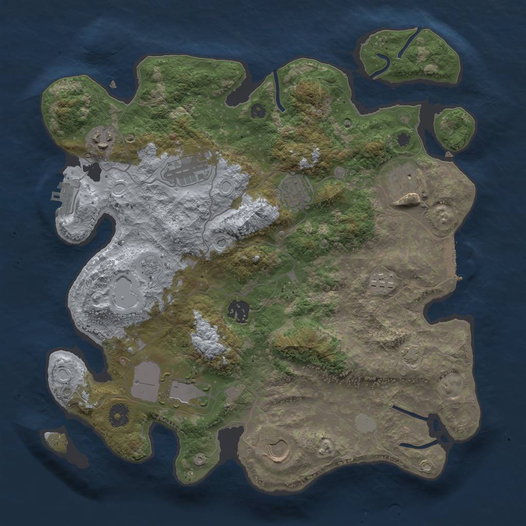 Rust Map: Procedural Map, Size: 3500, Seed: 12025564, 16 Monuments