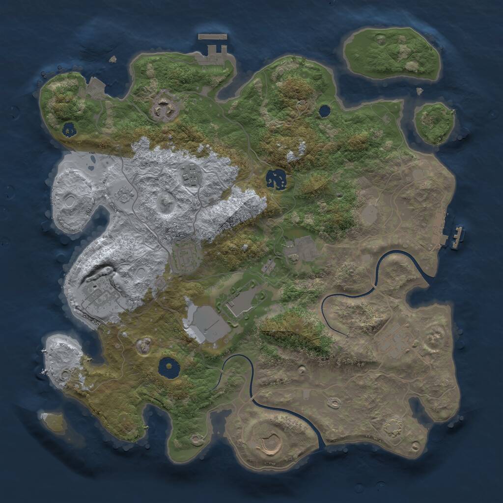 Rust Map: Procedural Map, Size: 3500, Seed: 12025564, 14 Monuments