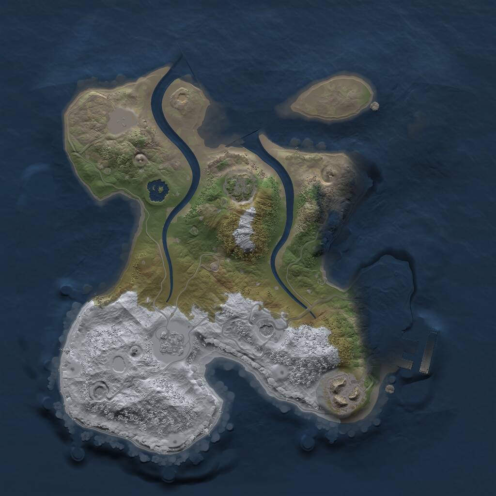 Rust Map: Procedural Map, Size: 2277, Seed: 2147483647, 6 Monuments