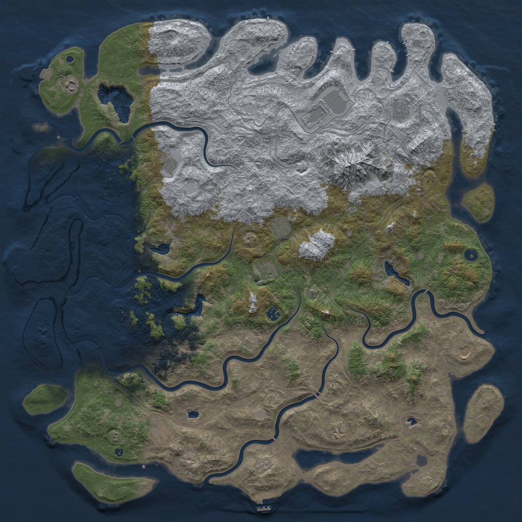Rust Map: Procedural Map, Size: 6000, Seed: 44456433, 17 Monuments