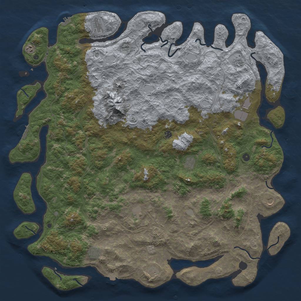 Rust Map: Procedural Map, Size: 6000, Seed: 44456433, 19 Monuments