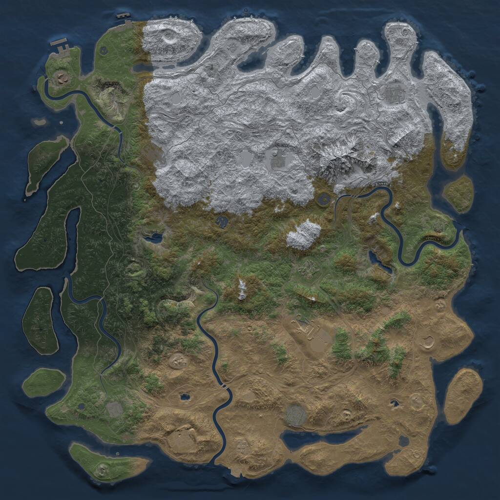 Rust Map: Procedural Map, Size: 6000, Seed: 44456433, 17 Monuments