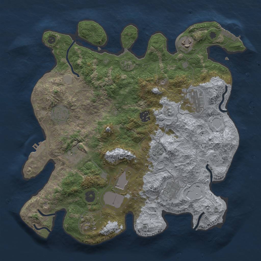 Rust Map: Procedural Map, Size: 3500, Seed: 123761, 16 Monuments