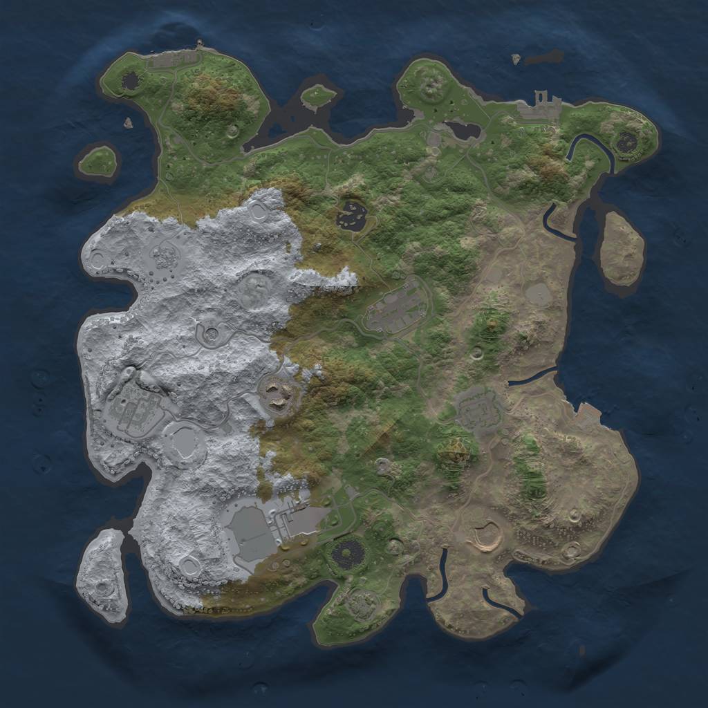 Rust Map: Procedural Map, Size: 3500, Seed: 31847743, 15 Monuments