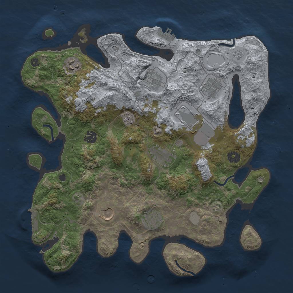 Rust Map: Procedural Map, Size: 3500, Seed: 6255758, 16 Monuments