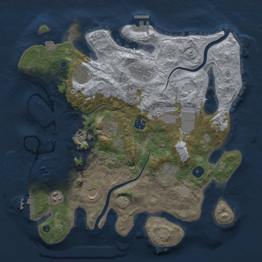 Rust Map: Procedural Map, Size: 3500, Seed: 6255758, 15 Monuments
