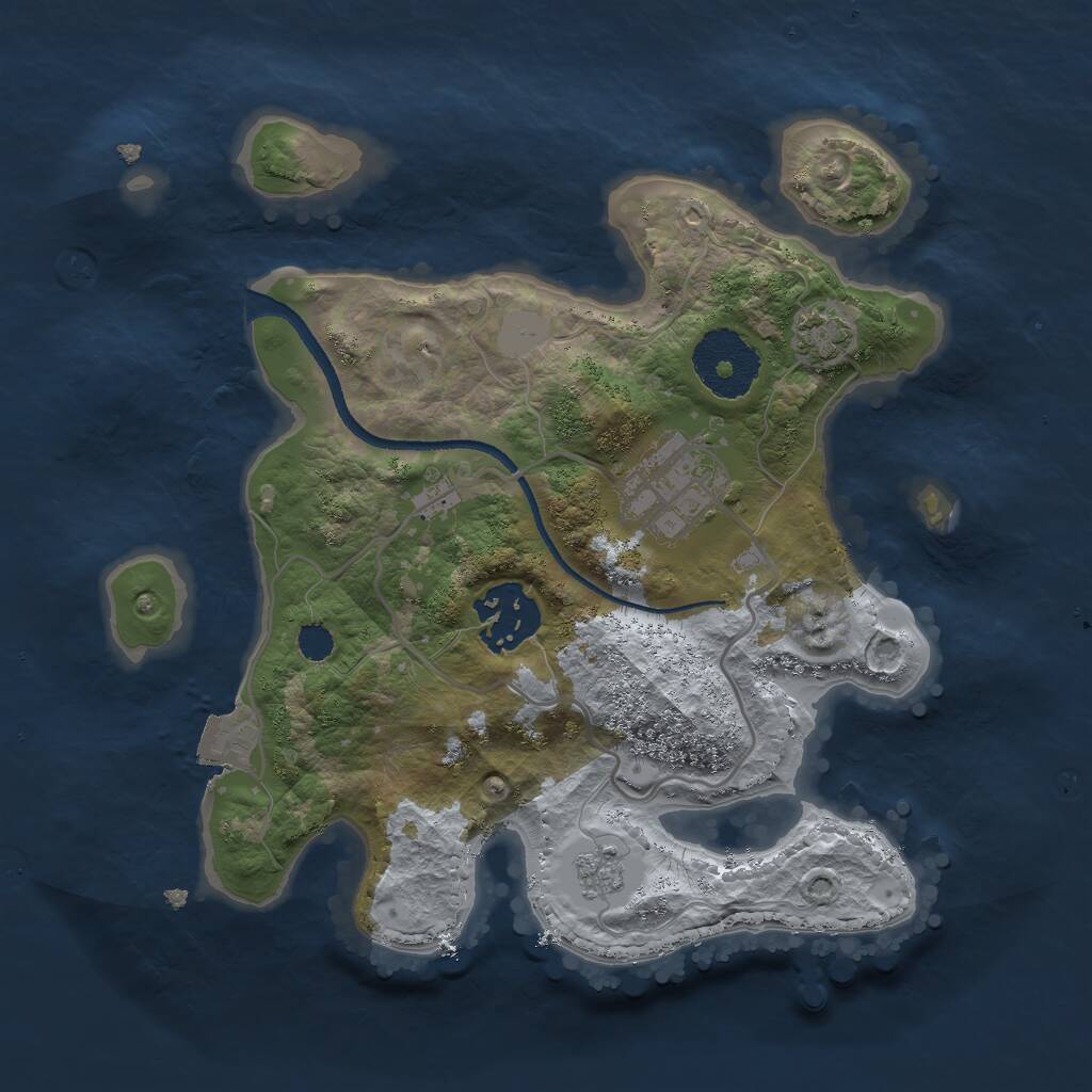 Rust Map: Procedural Map, Size: 2500, Seed: 177177, 5 Monuments