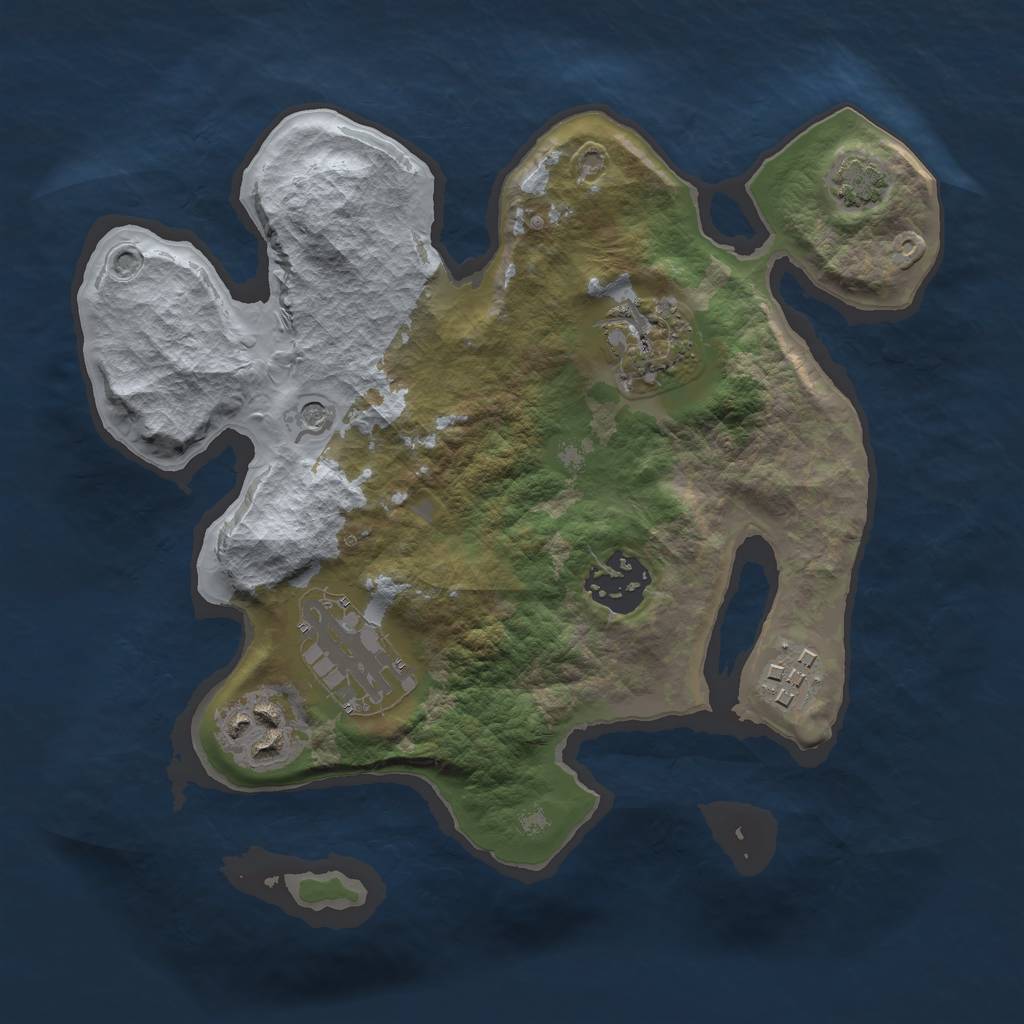 Rust Map: Barren, Size: 2500, Seed: 21, 9 Monuments