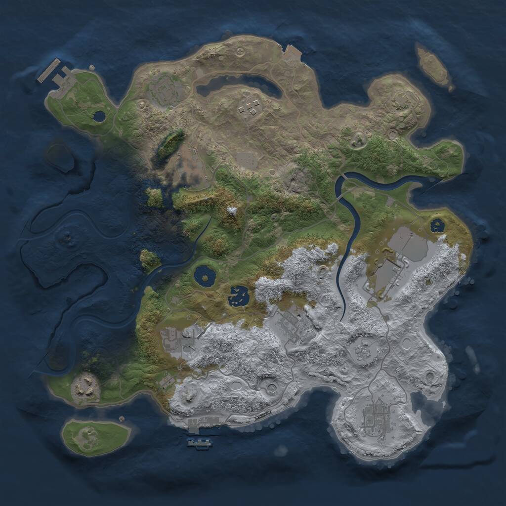 Rust Map: Procedural Map, Size: 3500, Seed: 237639688, 15 Monuments