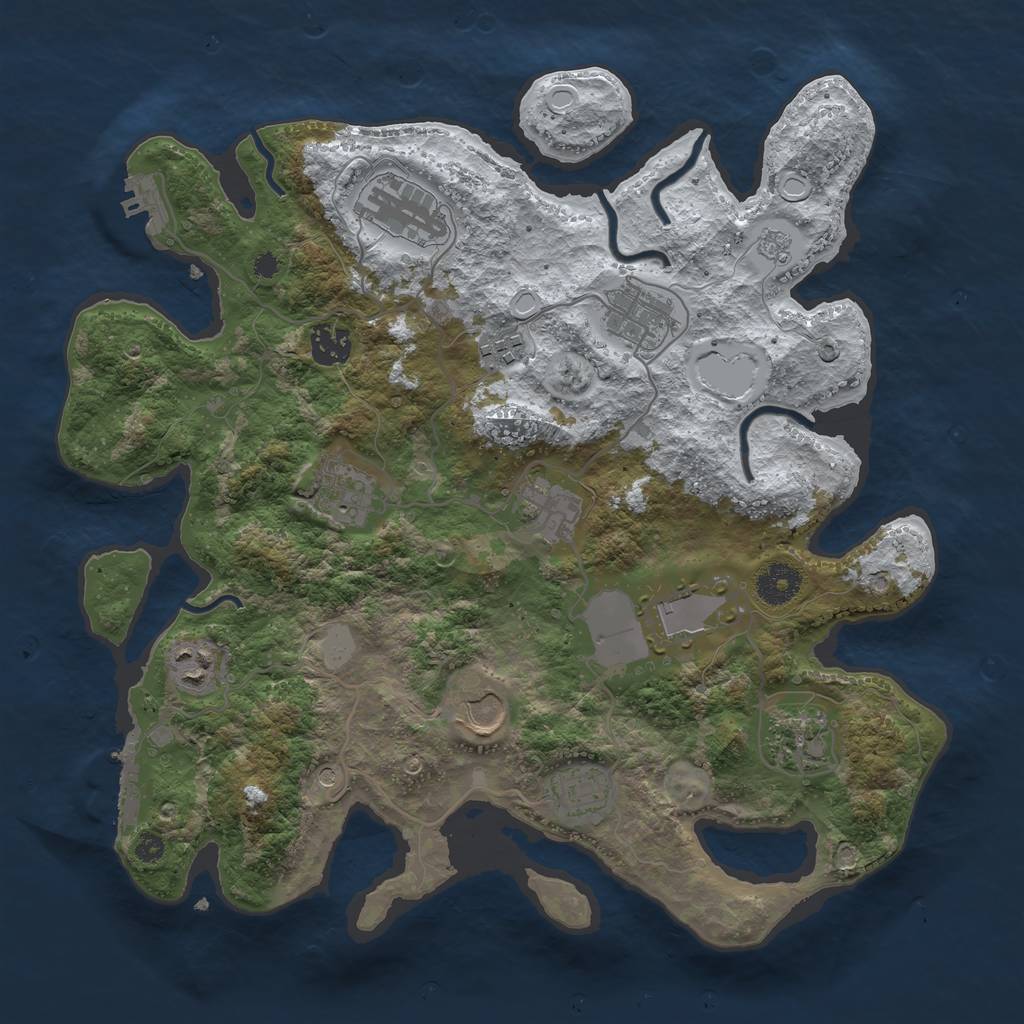 Rust Map: Procedural Map, Size: 3600, Seed: 1394, 20 Monuments