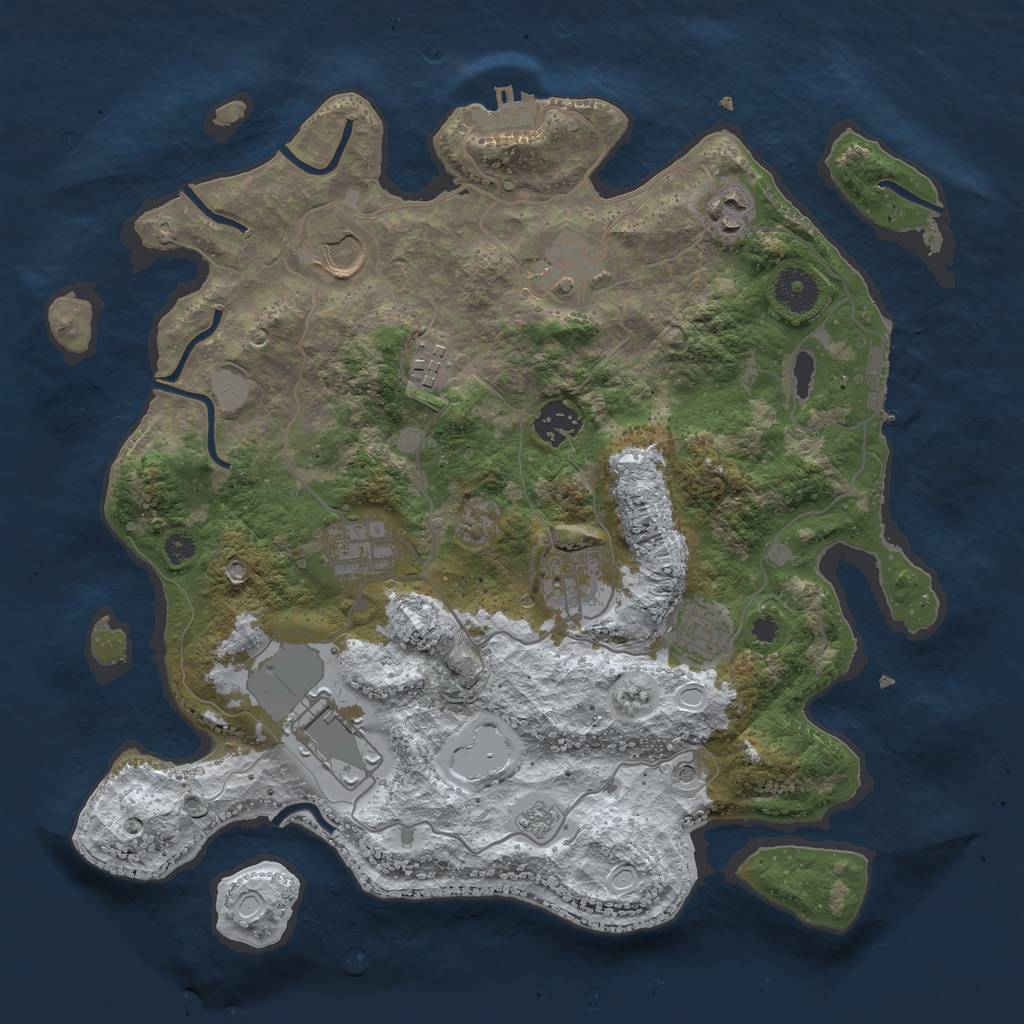 Rust Map: Procedural Map, Size: 3500, Seed: 1299106368, 18 Monuments