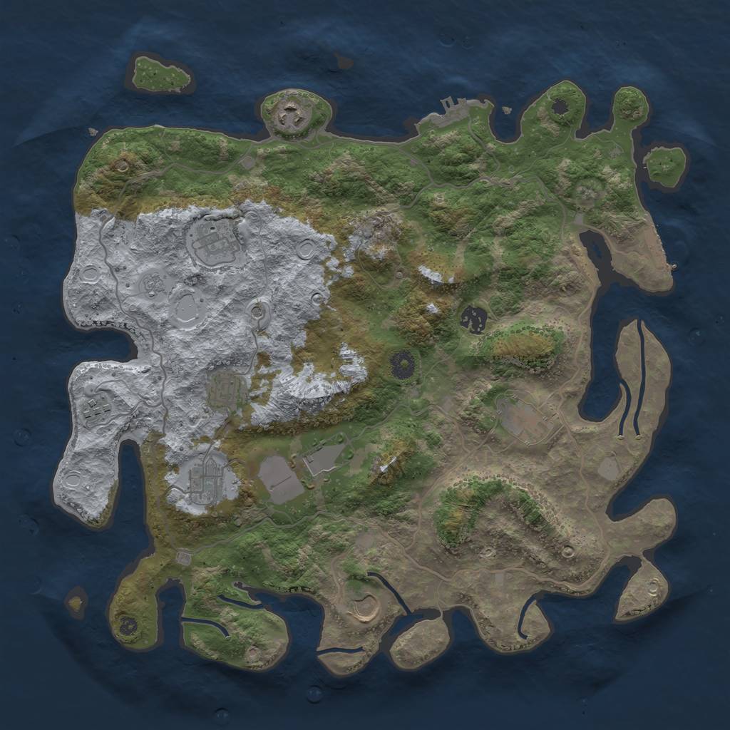 Rust Map: Procedural Map, Size: 4000, Seed: 604386091, 18 Monuments