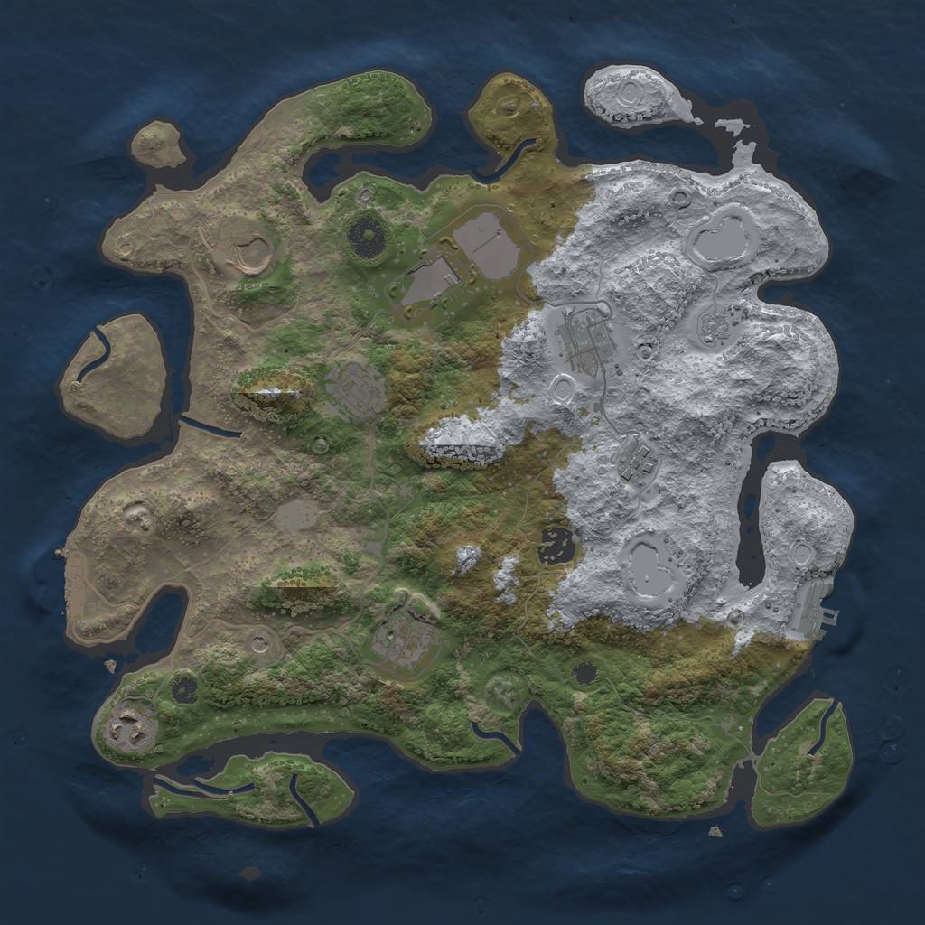 Rust Map: Procedural Map, Size: 3600, Seed: 6677979, 17 Monuments