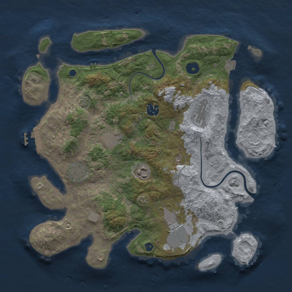 Rust Map: Procedural Map, Size: 3500, Seed: 636389355, 11 Monuments