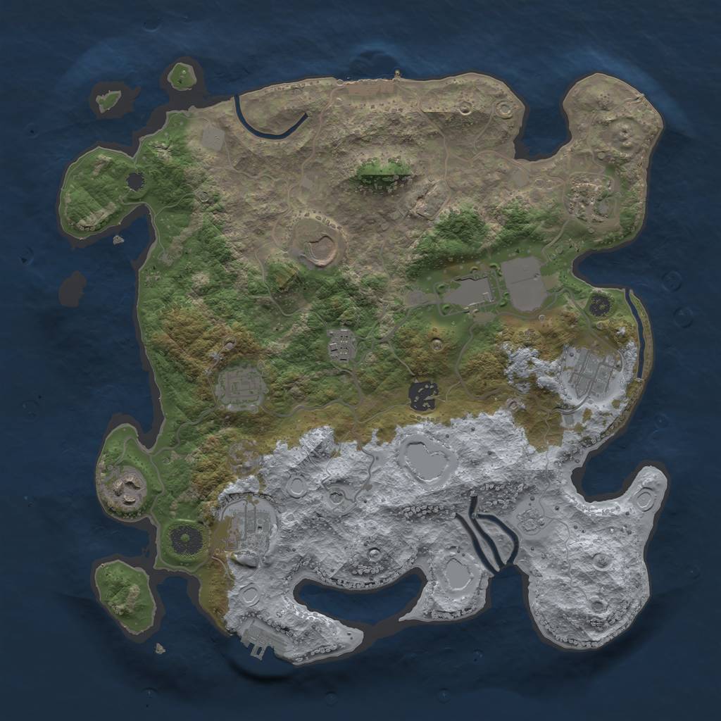 Rust Map: Procedural Map, Size: 3500, Seed: 213764, 18 Monuments