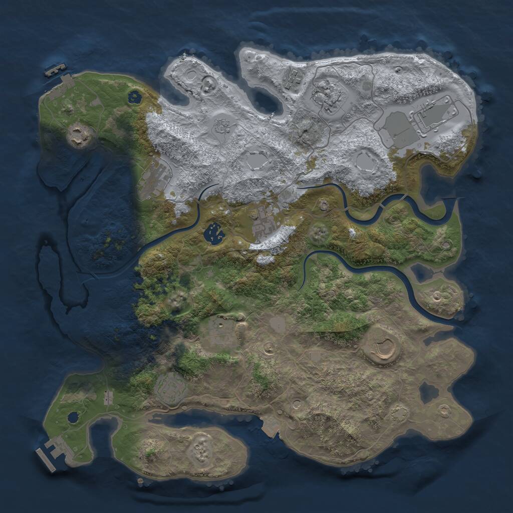Rust Map: Procedural Map, Size: 3750, Seed: 381068004, 16 Monuments