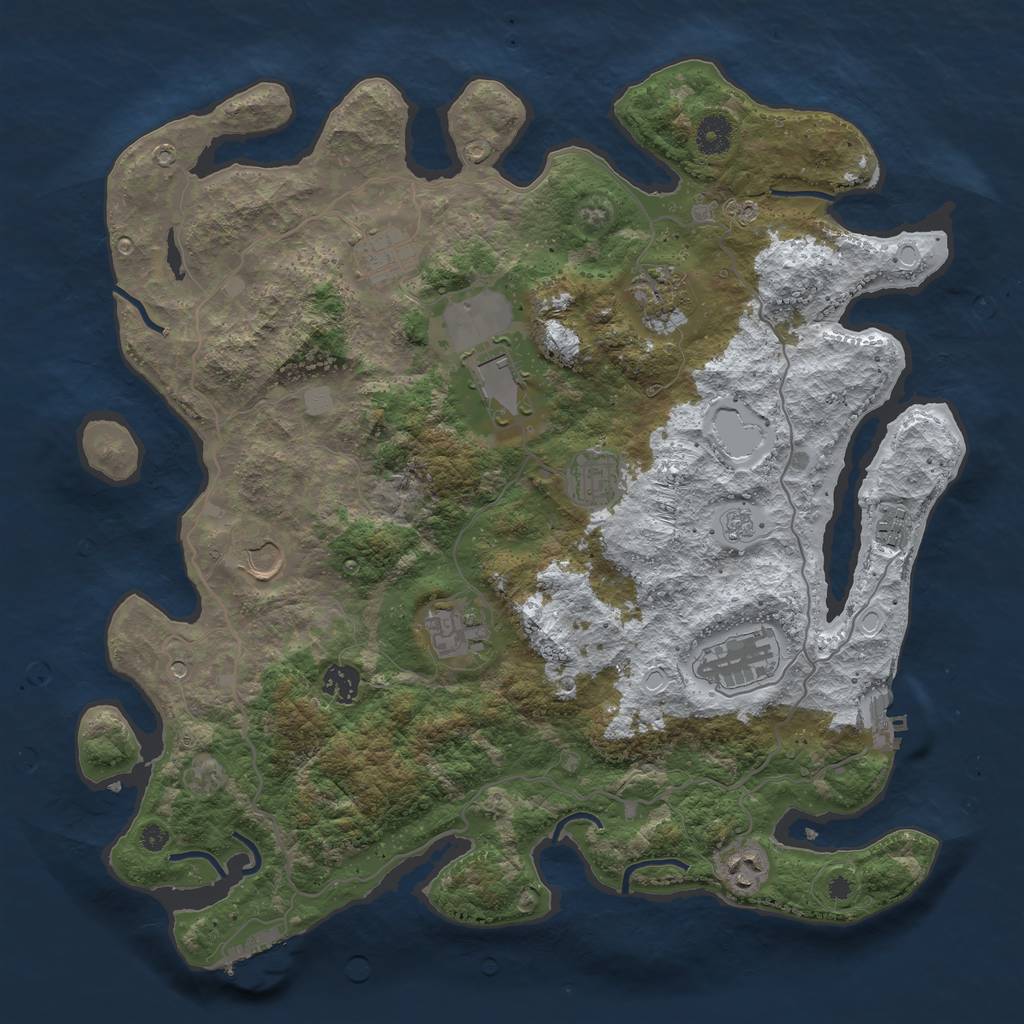 Rust Map: Procedural Map, Size: 4000, Seed: 96754011, 19 Monuments