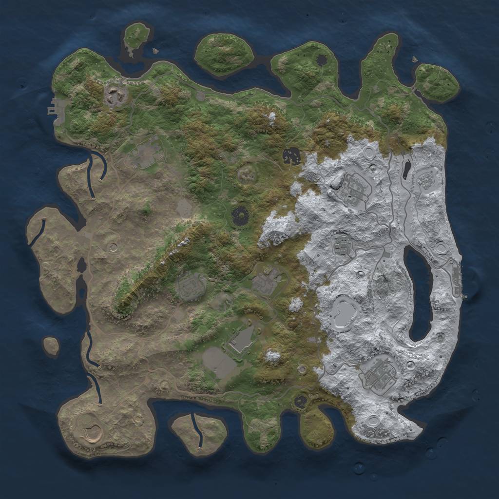Rust Map: Procedural Map, Size: 4000, Seed: 21041, 19 Monuments