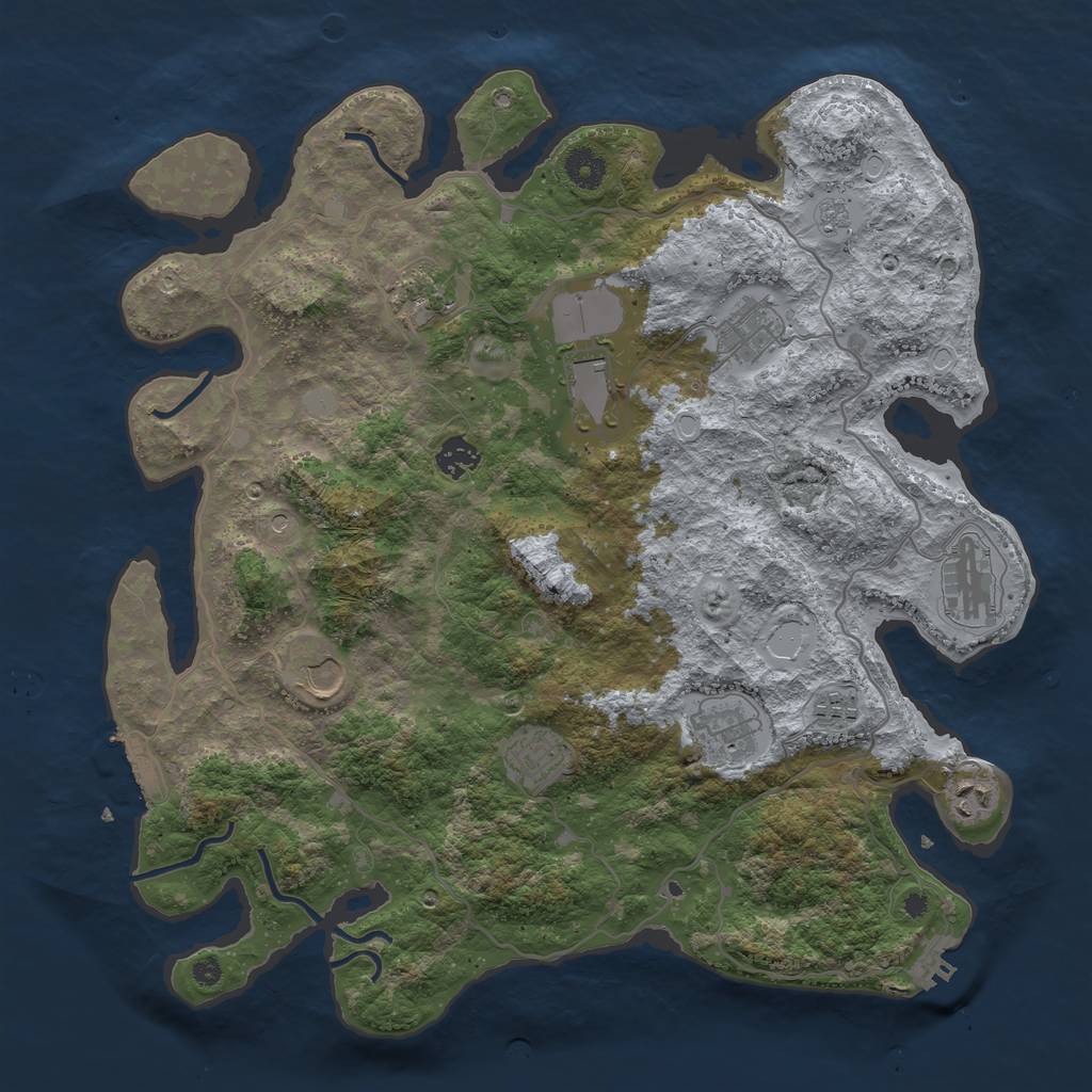 Rust Map: Procedural Map, Size: 4000, Seed: 112887305, 19 Monuments