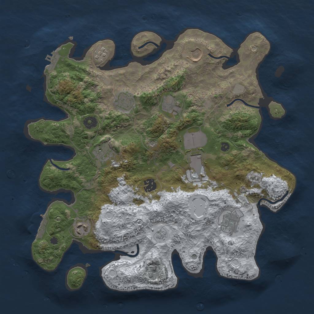 Rust Map: Procedural Map, Size: 3550, Seed: 44380, 18 Monuments