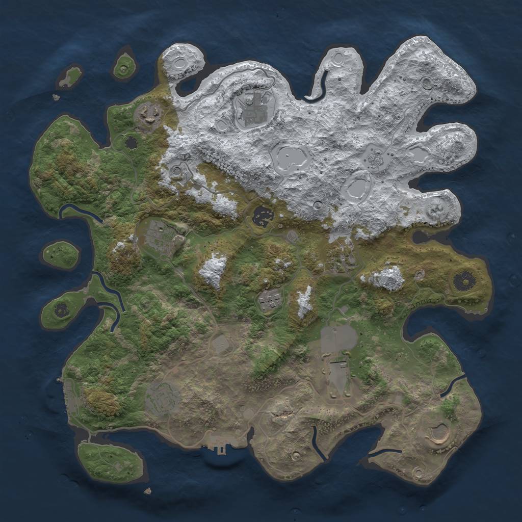 Rust Map: Procedural Map, Size: 3750, Seed: 751598, 18 Monuments