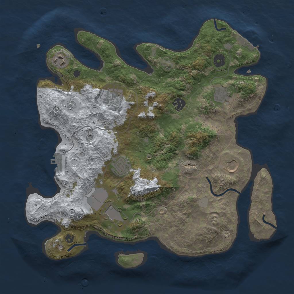 Rust Map: Procedural Map, Size: 3500, Seed: 1245533247, 16 Monuments