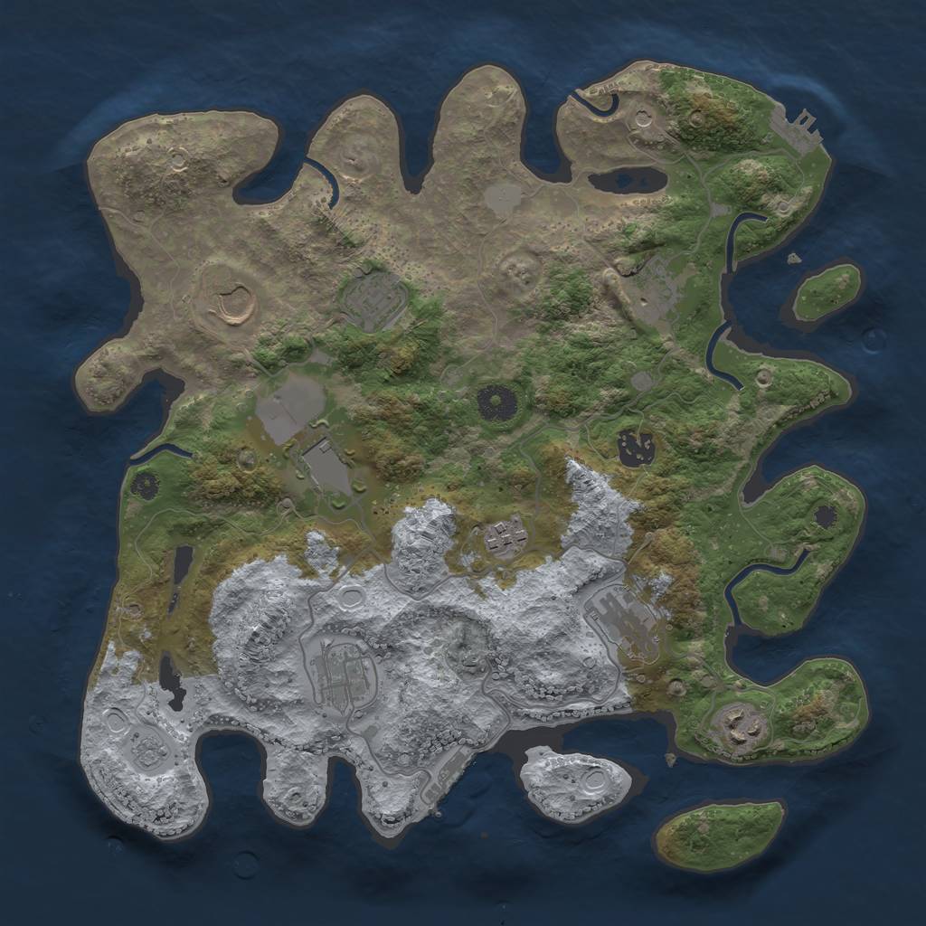 Rust Map: Procedural Map, Size: 3550, Seed: 658912, 16 Monuments