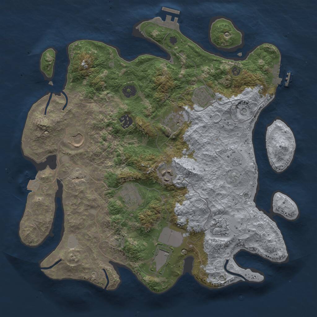 Rust Map: Procedural Map, Size: 3550, Seed: 19172, 14 Monuments