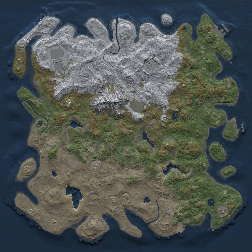 Rust Map: Procedural Map, Size: 5000, Seed: 1382107535, 14 Monuments