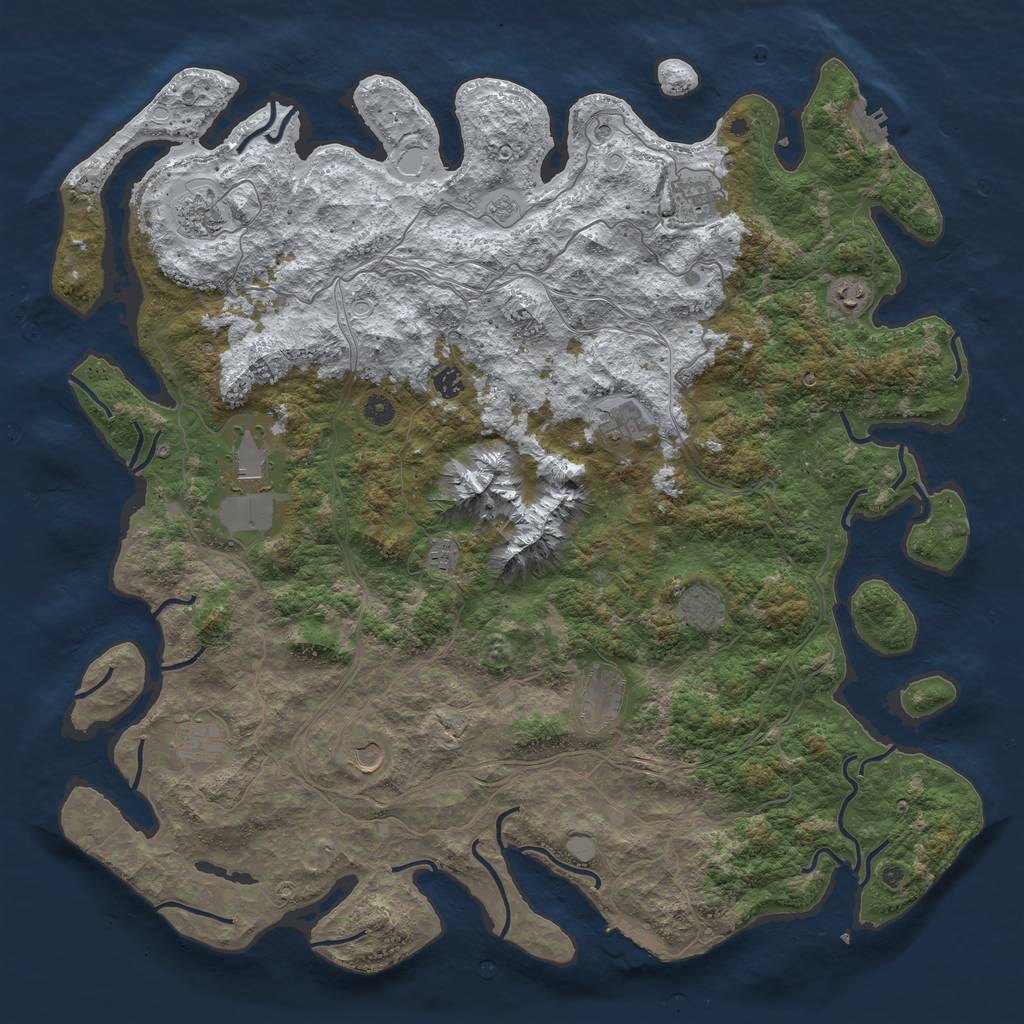 Rust Map: Procedural Map, Size: 5000, Seed: 1382107535, 20 Monuments