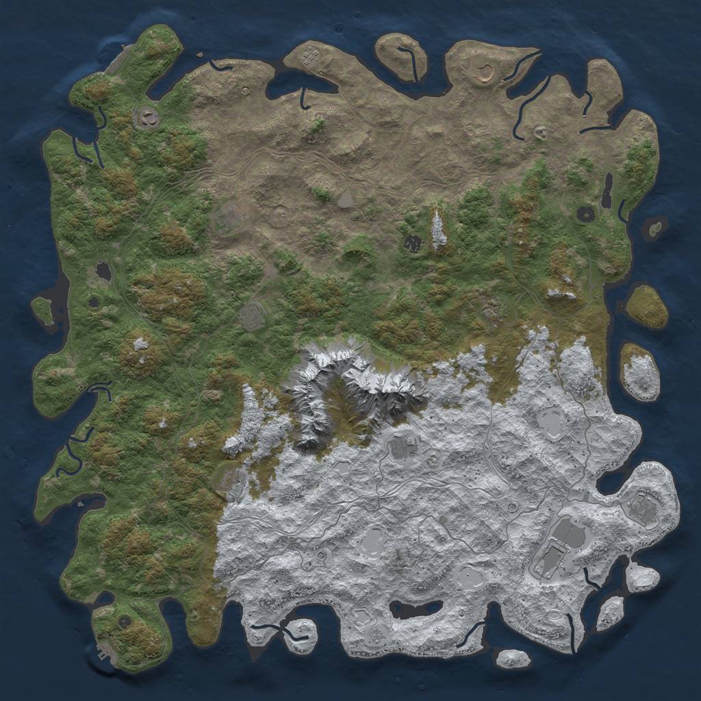 Rust Map: Procedural Map, Size: 6000, Seed: 30491228, 20 Monuments